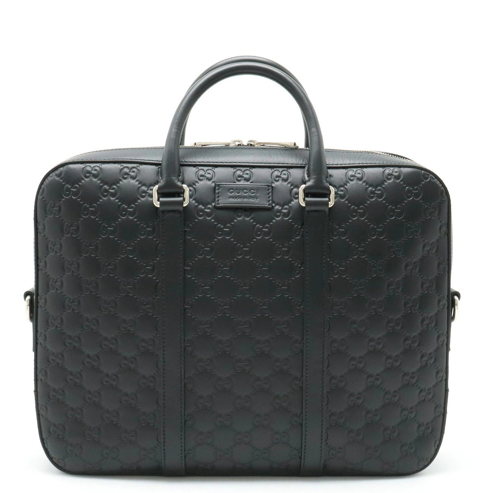 Gucci Guccissima Business Bag Briefcase Leather Black Shoulder Strap